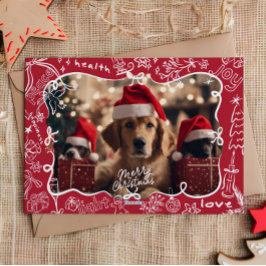 Hand getrokken Foto Vrolijk Kerstfeest Kaart