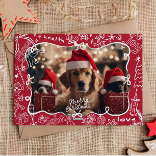 Hand getrokken Foto Vrolijk Kerstfeest Kaart