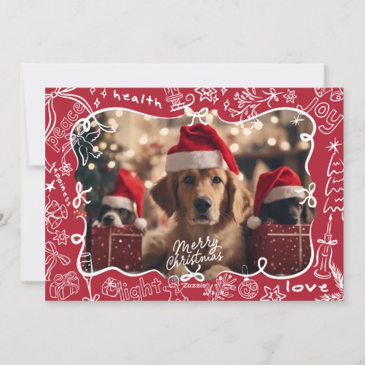 Hand getrokken Foto Vrolijk Kerstfeest Kaart (Achterkant)