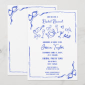 Hand getrokken Frans Blauw Bridal Brunch Franse st Kaart (Voorkant / Achterkant)