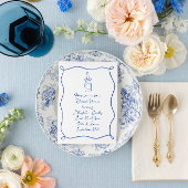 Hand getrokken Frans blauw repetitie diner Kaart