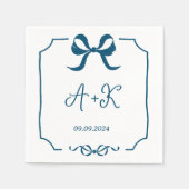 Hand getrokken Frans Grijs Bruiloft Monogram Servet (Voorkant)