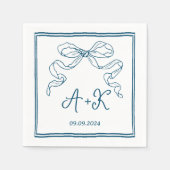 Hand getrokken Frans Grijs Bruiloft Monogram Servet (Voorkant)