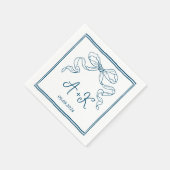 Hand getrokken Frans Grijs Bruiloft Monogram Servet (Hoek)