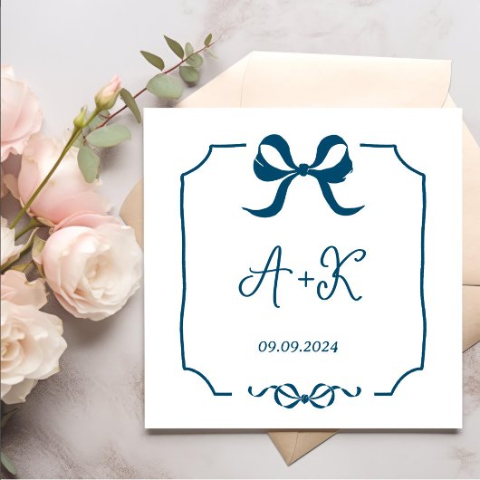 Hand getrokken Frans Grijs Bruiloft Monogram Servet