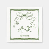 Hand getrokken Frans Groen Huwelijk Monogram Servet (Voorkant)