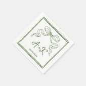Hand getrokken Frans Groen Huwelijk Monogram Servet (Hoek)