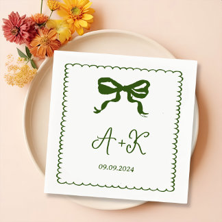 Hand getrokken Frans Groen Huwelijk Monogram Servet
