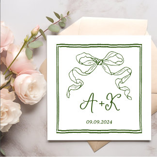 Hand getrokken Frans Groen Huwelijk Monogram Servet
