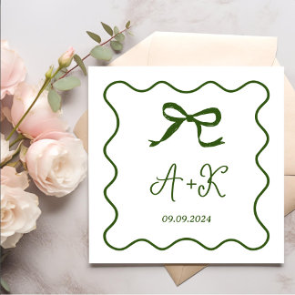 Hand getrokken Frans Groen Huwelijk Monogram Servet