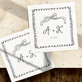 Hand getrokken Frans Leuk Bruiloft Monogram Servet