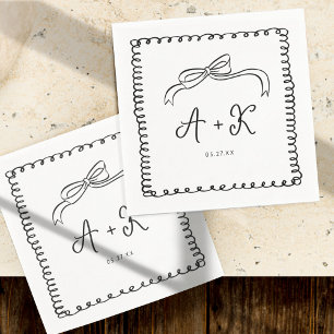 Hand getrokken Frans Leuk Bruiloft Monogram Servet