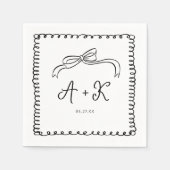 Hand getrokken Frans Leuk Bruiloft Monogram Servet (Voorkant)