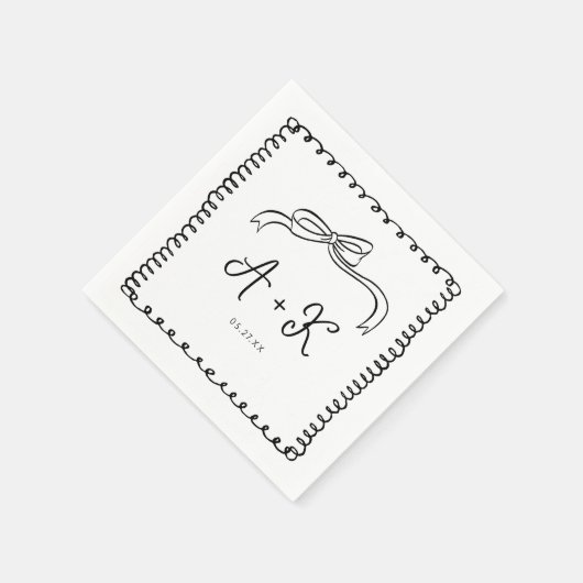 Hand getrokken Frans Leuk Bruiloft Monogram Servet (Hoek)