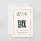 Hand getrokken Frans Leuk Huwelijk QR Code RSVP Kaartje (Voorkant)