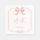 Hand getrokken Frans Roze Huwelijk Monogram Servet (Voorkant)