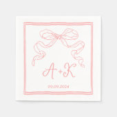 Hand getrokken Frans Roze Huwelijk Monogram Servet (Voorkant)