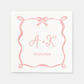 Hand getrokken Frans Roze Huwelijk Monogram Servet (Voorkant)