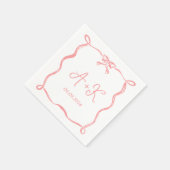 Hand getrokken Frans Roze Huwelijk Monogram Servet (Hoek)