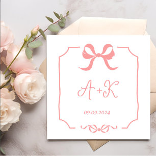 Hand getrokken Frans Roze Huwelijk Monogram Servet