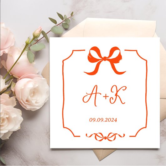 Hand getrokken Frans Sinaasappel bruiloft monogram Servet