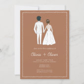 Hand getrokken franse terracotta bruiloft kaart (Voorkant)