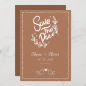 Hand getrokken  franse terracotta bruiloft save the date (Voorkant / Achterkant)