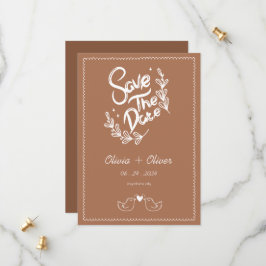 Hand getrokken  franse terracotta bruiloft save the date