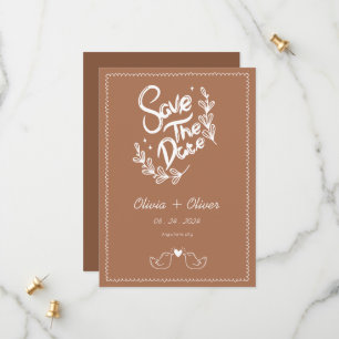 Hand getrokken  franse terracotta bruiloft save the date