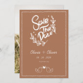 Hand getrokken franse terracotta bruiloft save the date (Voorkant / Achterkant)