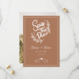 Hand getrokken  franse terracotta bruiloft save the date