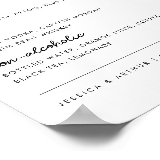 Hand getrokken Franse Wedding Bar Drink Menu Teken Poster (Hoek)