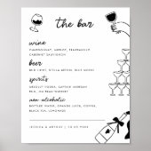 Hand getrokken Franse Wedding Bar Drink Menu Teken Poster (Voorkant)
