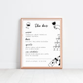 Hand getrokken Franse Wedding Bar Drink Menu Teken Poster