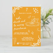 Hand getrokken Friendsmas Vakantie Uitnodiging Sin (Staand voorkant)