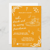 Hand getrokken Friendsmas Vakantie Uitnodiging Sin (Voorkant / Achterkant)