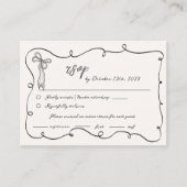 Hand getrokken Fun Bow Scribble Squiggle RSVP Brui Informatiekaartje (Voorkant)