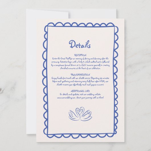 Hand getrokken Funky Blue Handschrift bruiloft Kaart (Achterkant)