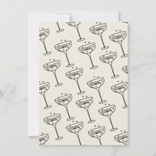 Hand getrokken Funky Champagne toren Bruiloft Kaart (Achterkant)