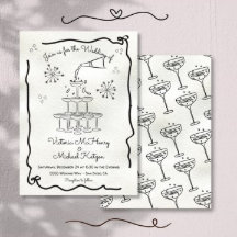 Hand getrokken Funky Champagne toren Bruiloft