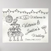 Hand getrokken Funky Doodle Bruiloft Welkomstbord Poster (Voorkant)