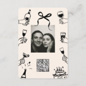 Hand getrokken Funky Doodle Wedding Details Informatiekaartje (Achterkant)