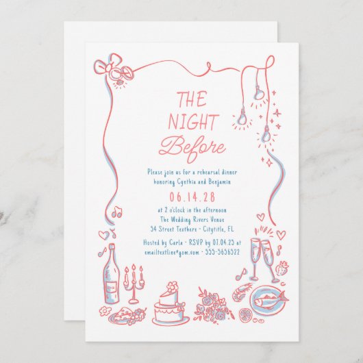 Hand getrokken funky grillige repetitie diner kaart (Voorkant / Achterkant)