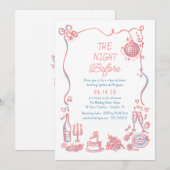 Hand getrokken funky grillige roze repetitie diner kaart (Voorkant / Achterkant)