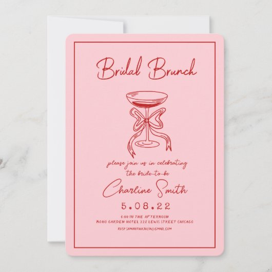 Hand getrokken funky handschrift bruids brunch kaart (Voorkant)