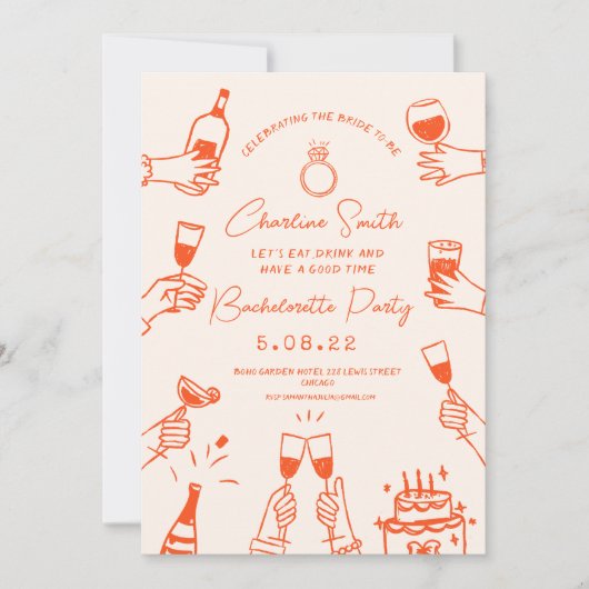 Hand getrokken funky handschrift bruids brunch kaart (Voorkant)