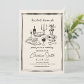 Hand getrokken funky handschrift bruids brunch kaart (Staand voorkant)