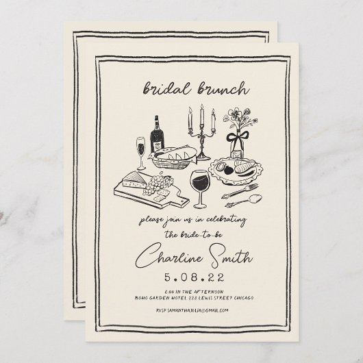 Hand getrokken funky handschrift bruids brunch kaart