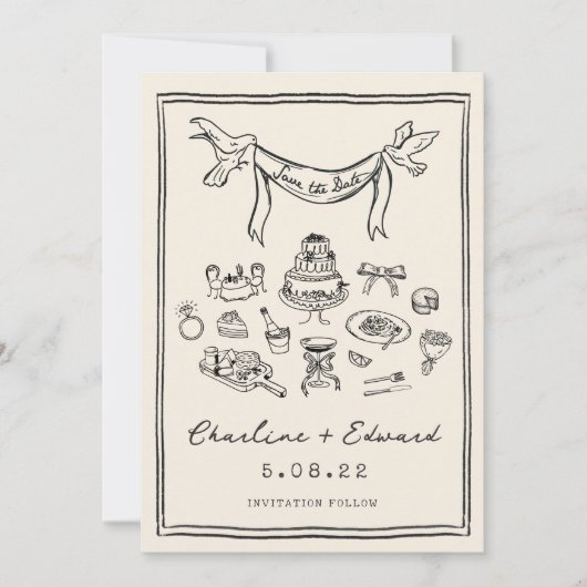 Hand getrokken Funky Handschrift Save the date (Voorkant)