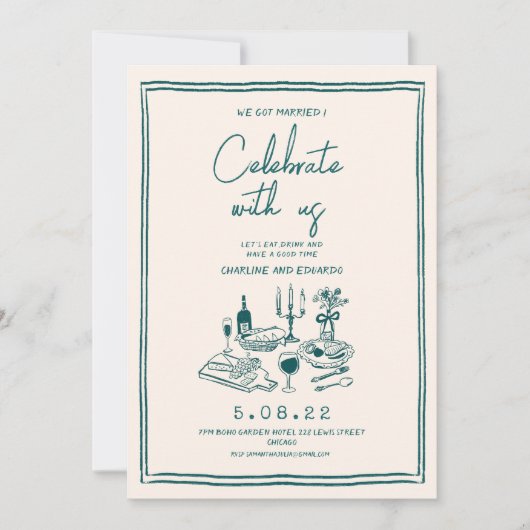 Hand getrokken Funky Hedendaagse Bruiloft Kaart (Voorkant)